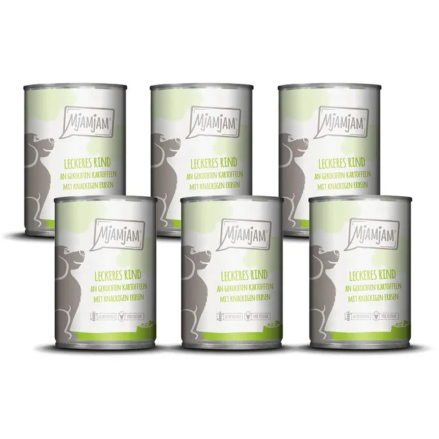 mjamjam-premium-hundenassfutter-rind-kartoffel-erbse-6-x-400-g image 1