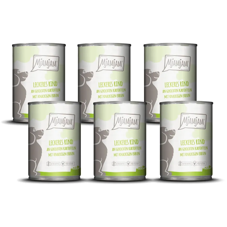 mjamjam-premium-hundenassfutter-rind-kartoffel-erbse-6-x-400-g image 1