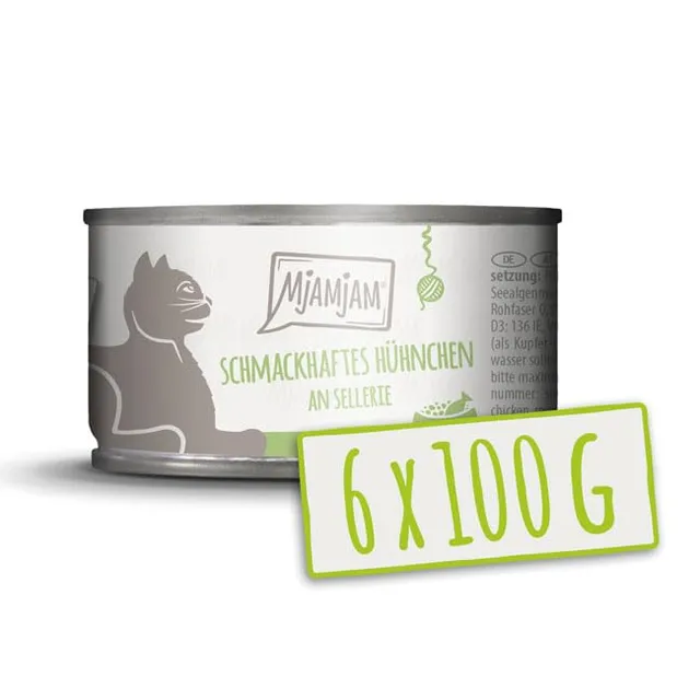 mjamjam-premium-nassfutter-f-r-katzen-h-hnchen-an-sellerie-6-x-100-g image 1