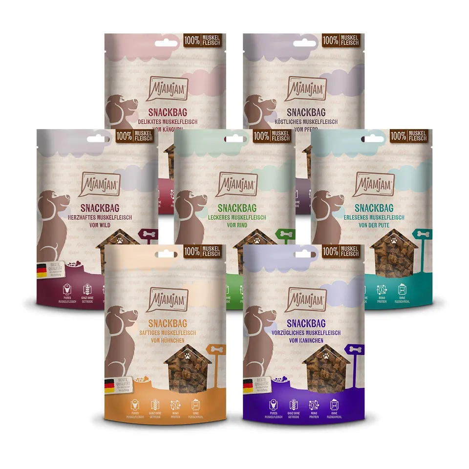 mjamjam-premium-hundesnack-snackbag-multipack-muskelfleisch-8-x-100-g image 1