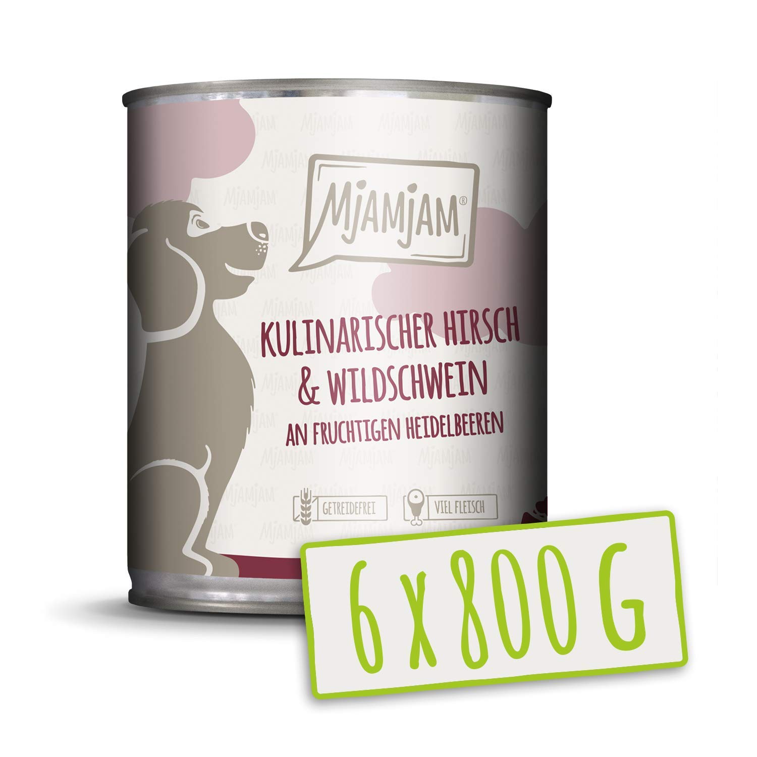 mjamjam-premium-nassfutter-f-r-hunde-hirsch-wildschwein-mit-preiselbeeren-6-x-80 image 1