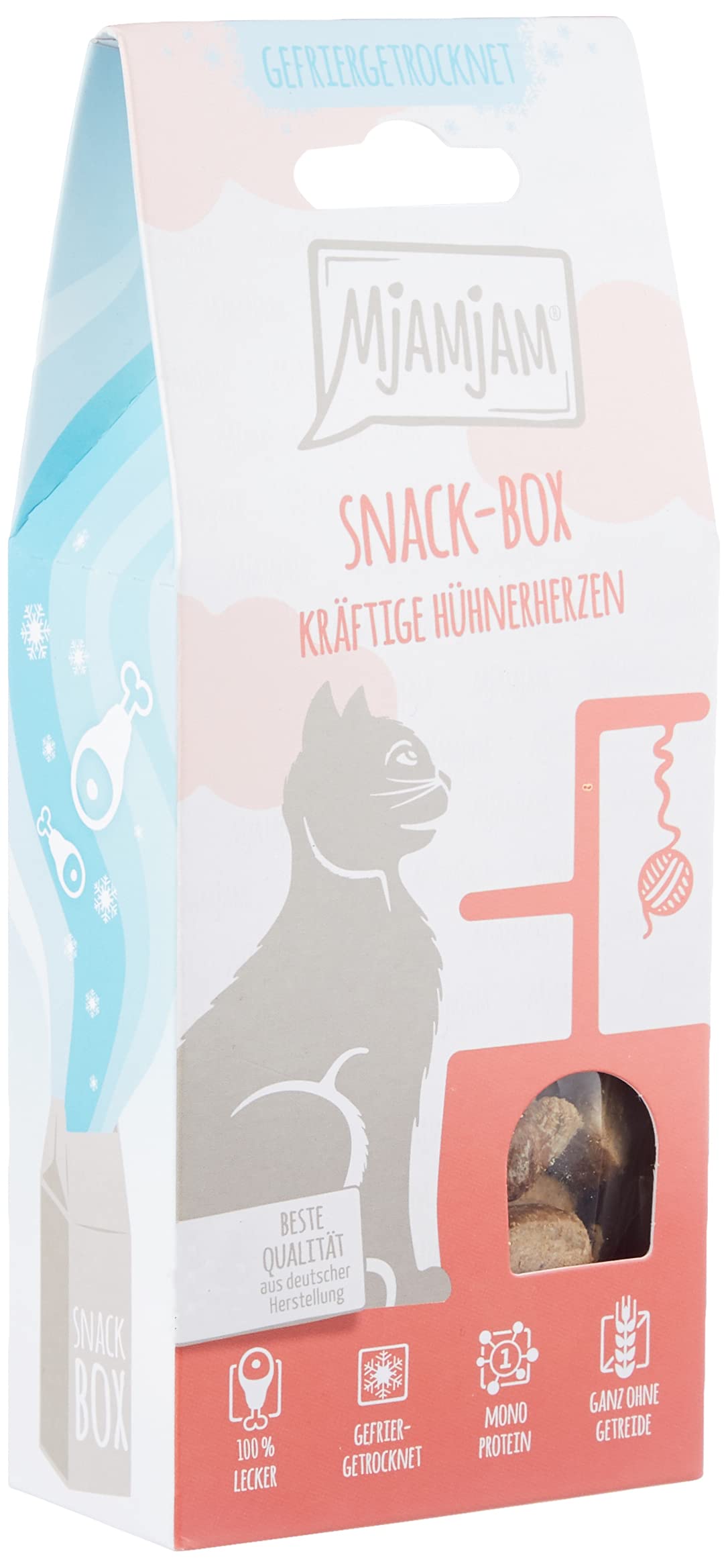 mjamjam-premium-snackbox-f-r-katzen-h-hnerherzen-gefriergetrocknet-35-g image 1