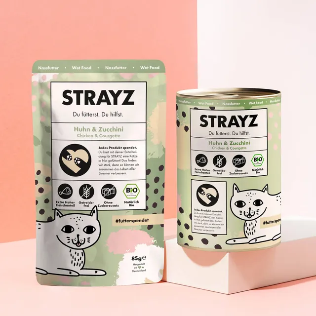 strayz-bio-katzen-nassfutter-pat-huhn-zucchini-95-fleischanteil image 1