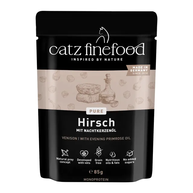 catz-finefood-purrrr-n-121-hirsch-monoprotein-katzen-nassfutter-16-x-85-g image 1