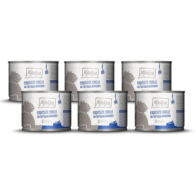 mjamjam-premium-nassfutter-f-r-katzen-forelle-an-h-hnchen-6x200g-getreidefrei image 1