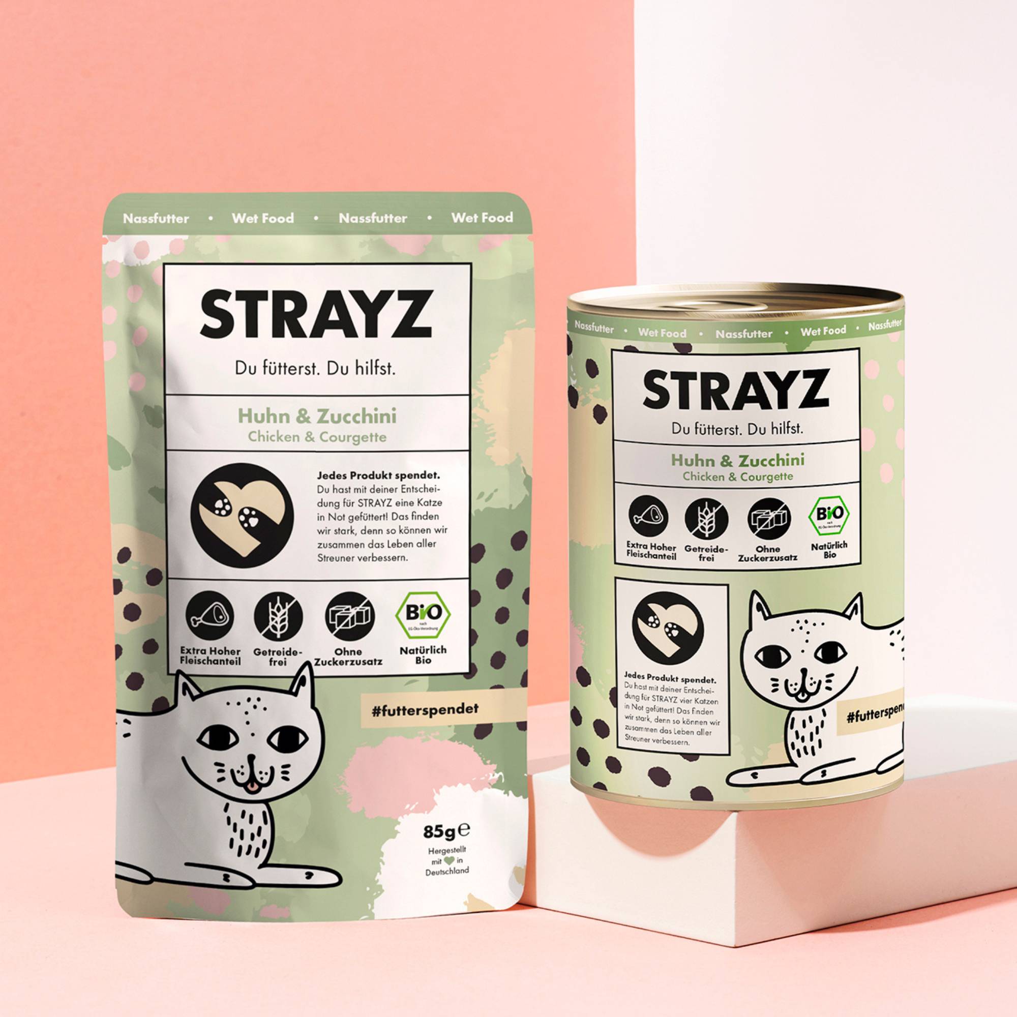 strayz-bio-katzen-nassfutter-pat-huhn-zucchini-95-fleischanteil image 1