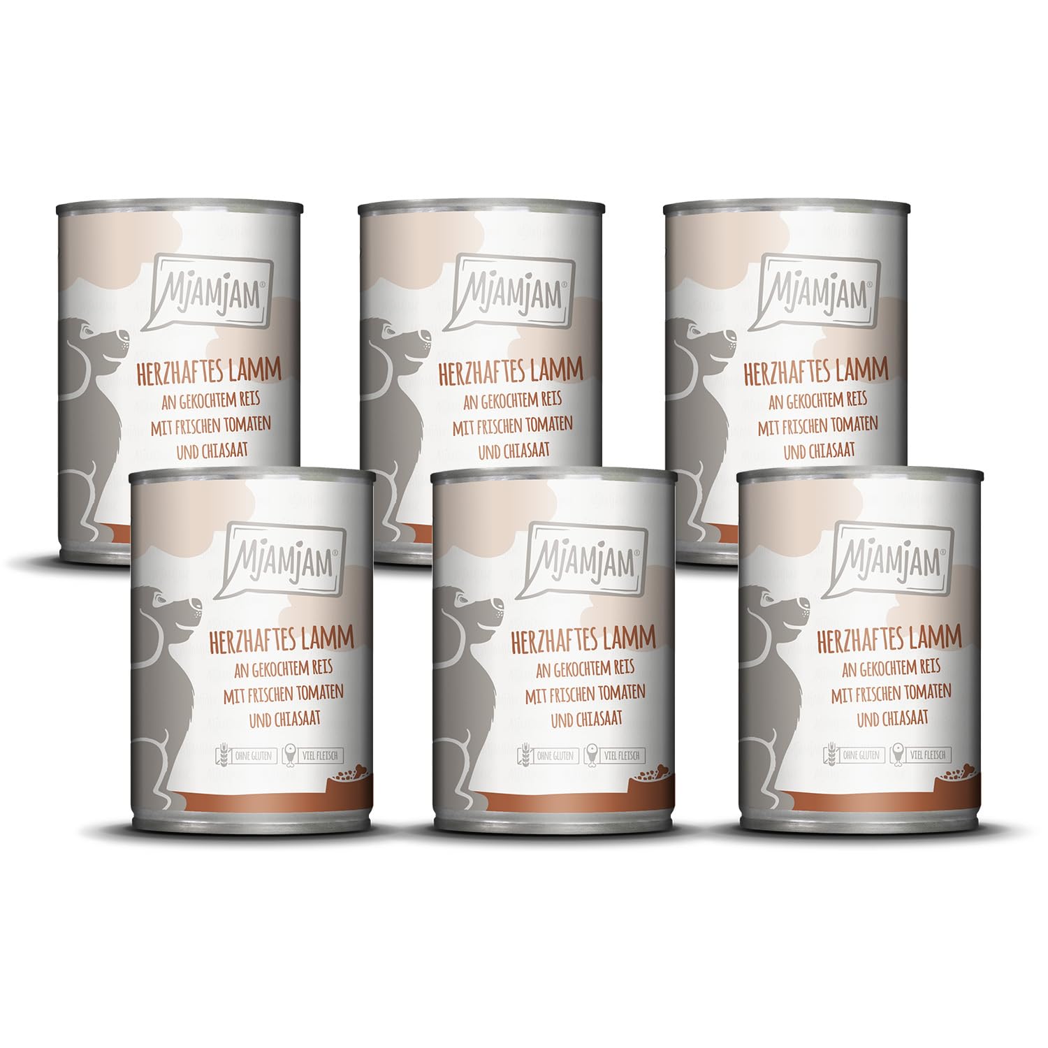 mjamjam-premium-nassfutter-f-r-hunde-lamm-mit-reis-und-tomaten-6-x-400-g image 1