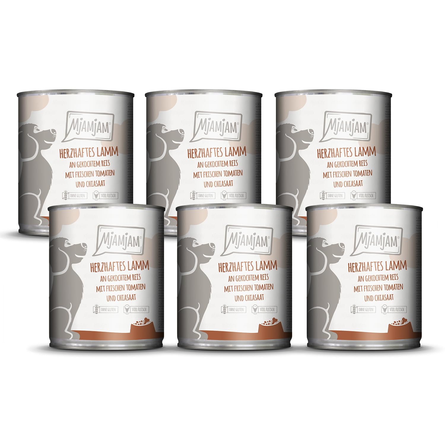 mjamjam-premium-nassfutter-f-r-hunde-herzhaftes-lamm-an-reis-mit-tomaten-6x800g image 1