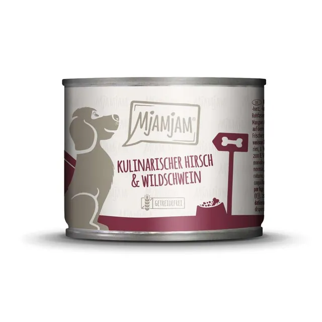 mjamjam-premium-nassfutter-hund-hirsch-wildschwein-6-x-200g image 1
