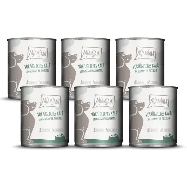 mjamjam-kalb-an-zucchini-premium-hundenassfutter-getreidefrei-6-x-800-g image 1
