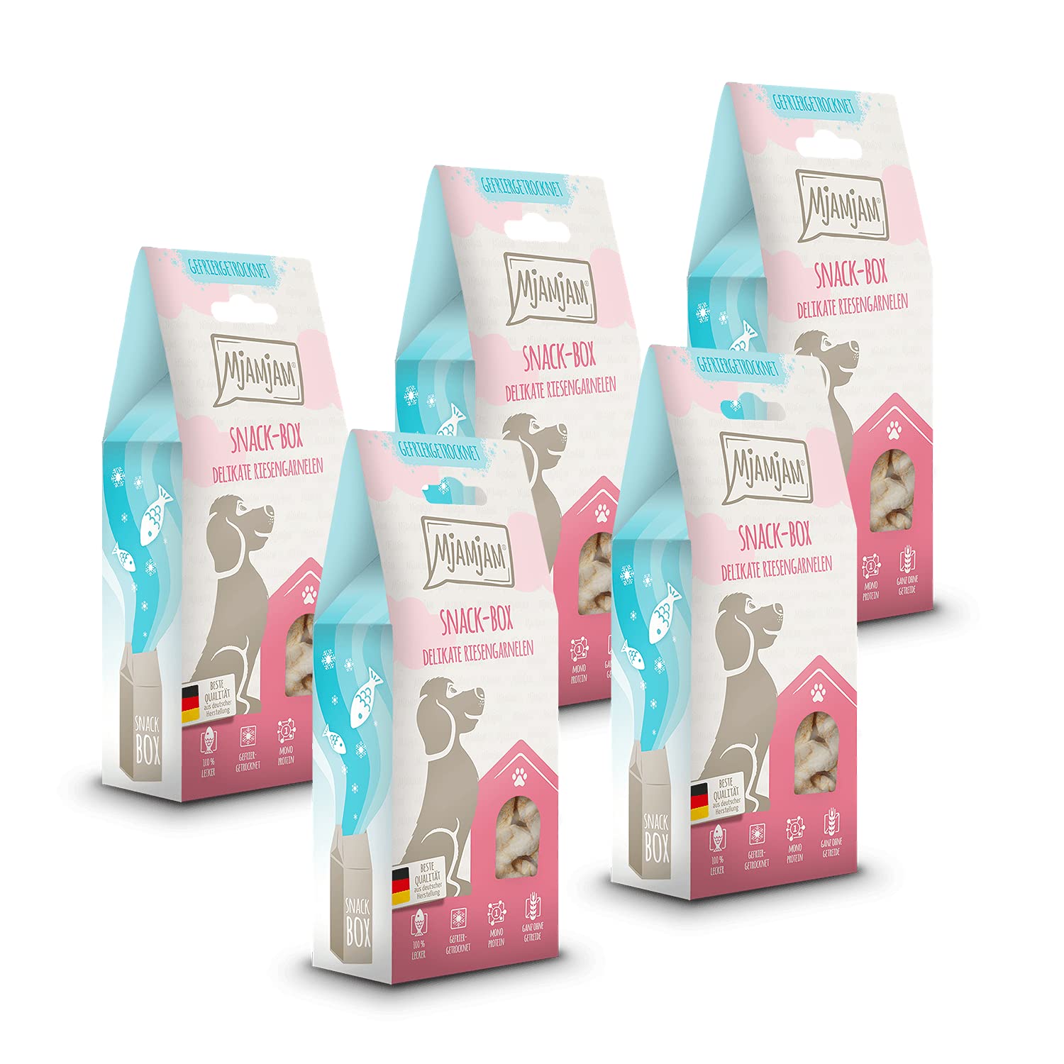 mjamjam-snackbox-delikate-riesengarnelen-hundesnack-5-x-50-g image 1