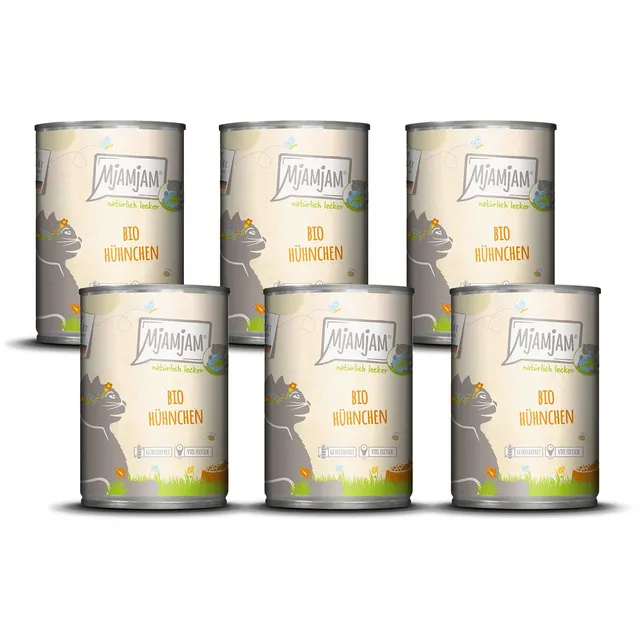 mjamjam-nat-rlich-lecker-bio-h-hnchen-nassfutter-f-r-katzen-6-x-400-g image 1