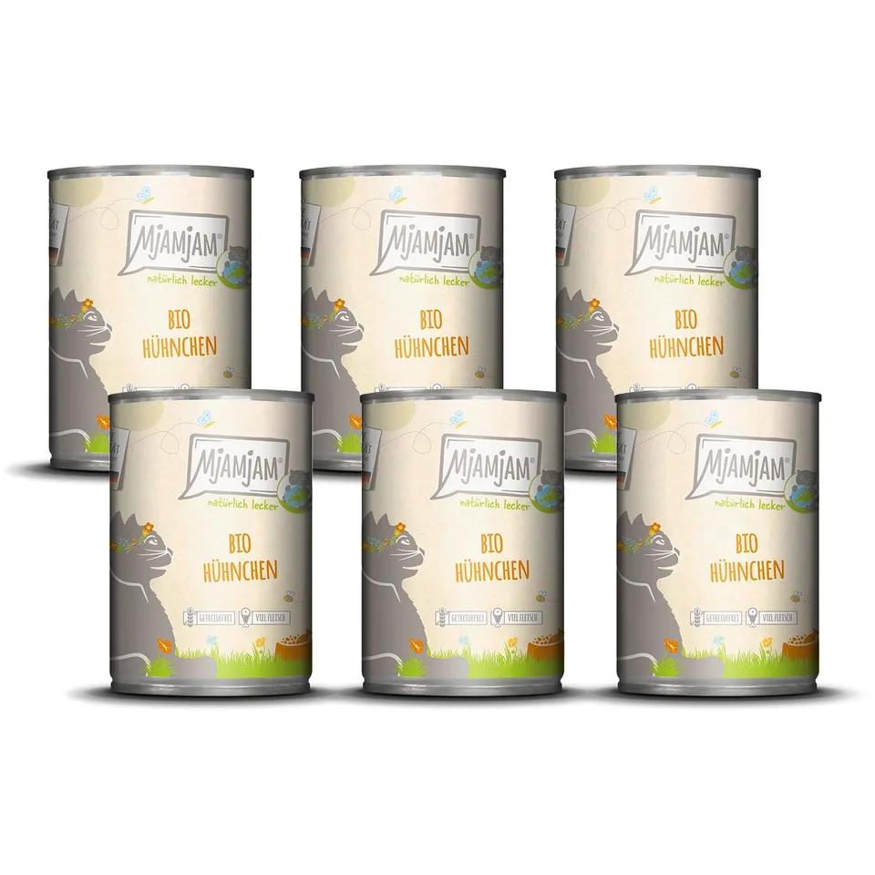mjamjam-nat-rlich-lecker-bio-h-hnchen-nassfutter-f-r-katzen-6-x-400-g image 1