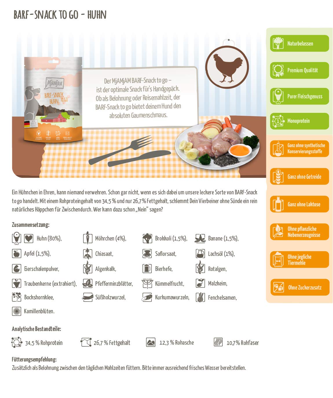 mjamjam-barf-snack-to-go-multipack-hund-8-x-125-g-huhn-ente-lamm image 5
