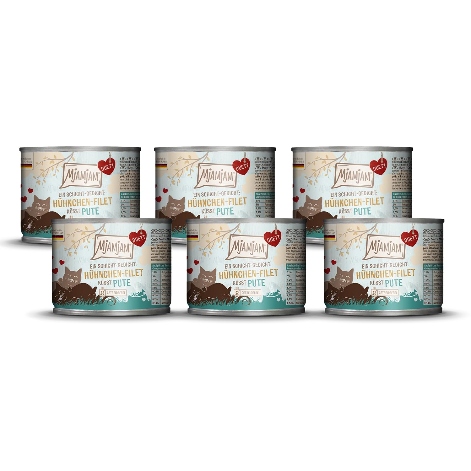 mjamjam-duett-premium-nassfutter-f-r-katzen-h-hnchen-filet-mit-pute-6x190g image 1