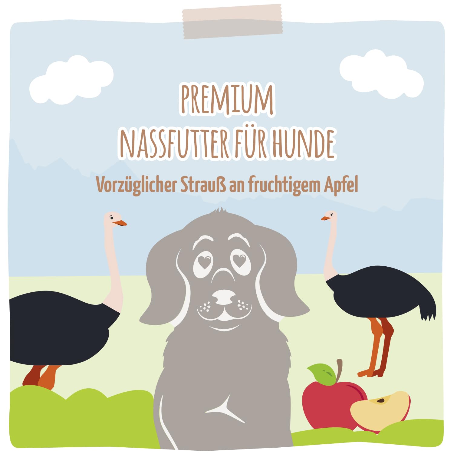 mjamjam-premium-nassfutter-f-r-hunde-strau-mit-apfel-6-x-200-g-1-2-kg-getreidefr image 5