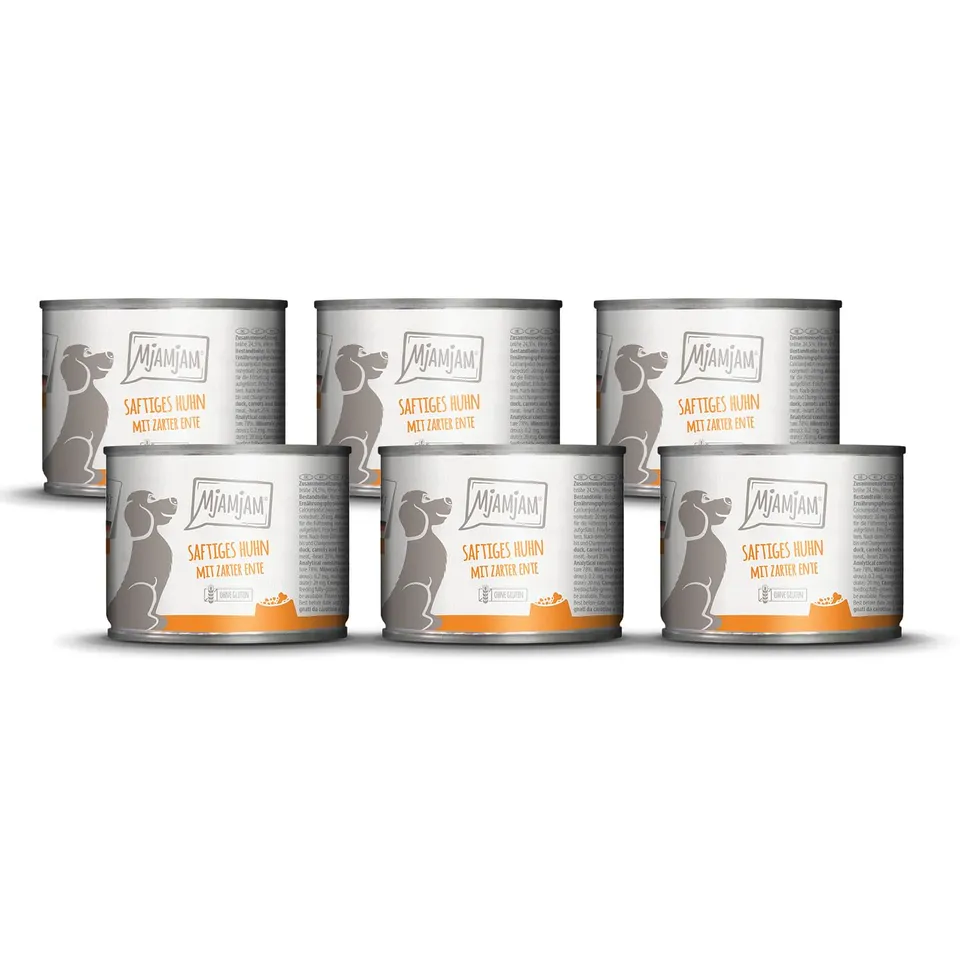 mjamjam-premium-nassfutter-f-r-hunde-huhn-mit-ente-m-hrchen-hirse-6er-pack-6-x-2 image 1