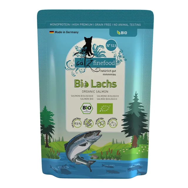 catz-finefood-bio-katzenfutter-lachs-n-513-nassfutter-12-x-85-g image 1