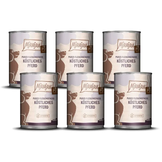 mjamjam-purer-fleischgenuss-pferd-pur-hundefutter-6-x-400g image 1