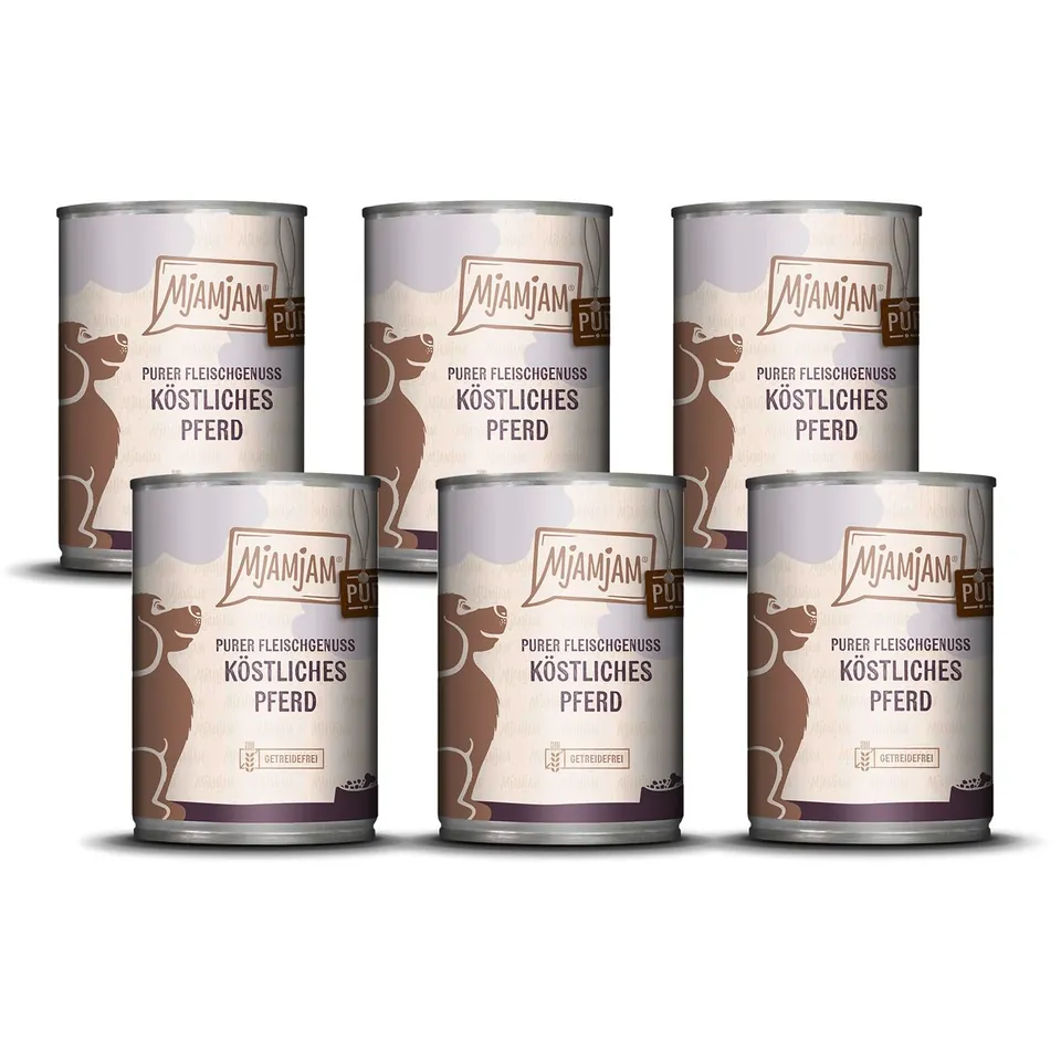 mjamjam-purer-fleischgenuss-pferd-pur-hundefutter-6-x-400g image 1