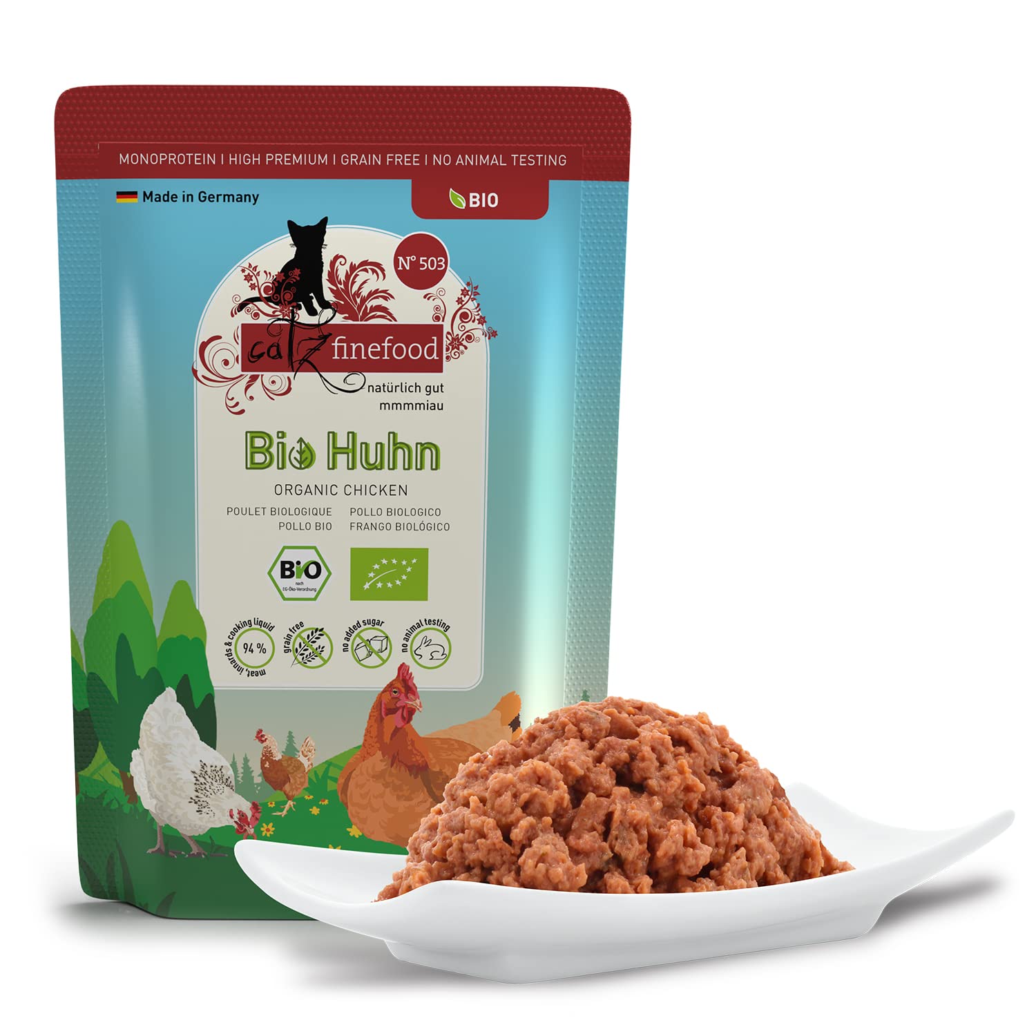 catz-finefood-bio-nassfutter-f-r-katzen-huhn-n-503-12-x-85g image 2