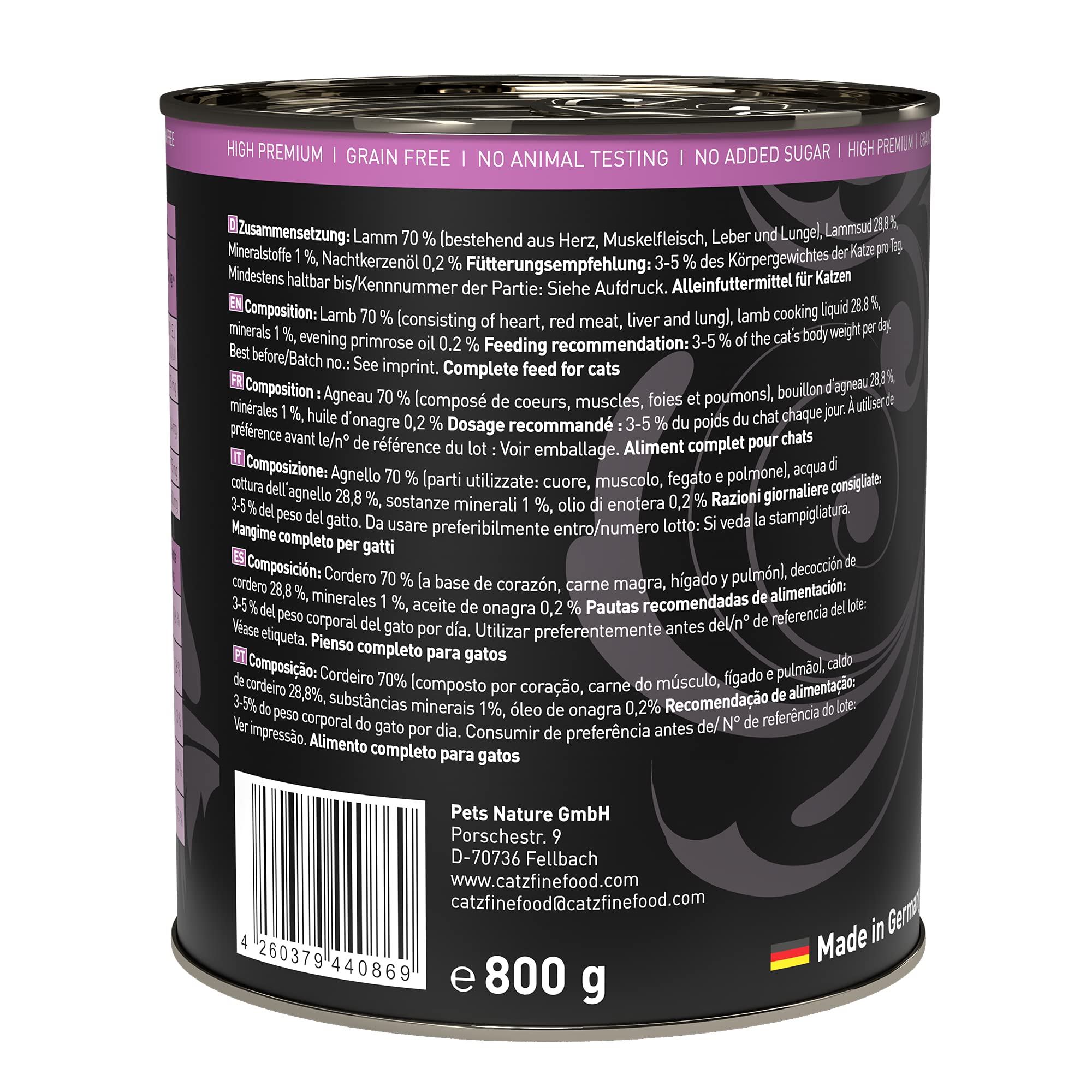 catz-finefood-purrrr-n-111-lamm-monoprotein-katzen-nassfutter-6x800g image 2
