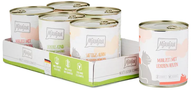 mjamjam-mixpaket-i-huhn-rind-herzen-nassfutter-katze-6-x-800-g image 1
