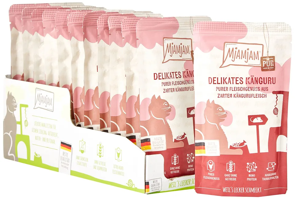 mjamjam-purer-fleischgenuss-zartes-k-nguru-pur-katzennassfutter-12-x-125-g image 1