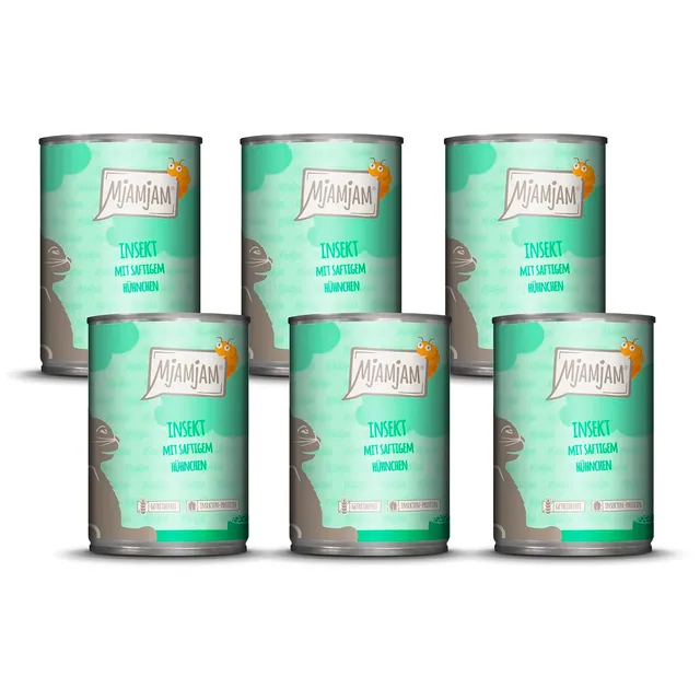 mjamjam-premium-nassfutter-f-r-katzen-insekt-mit-h-hnchen-6-x-400-g-getreidefrei image 1