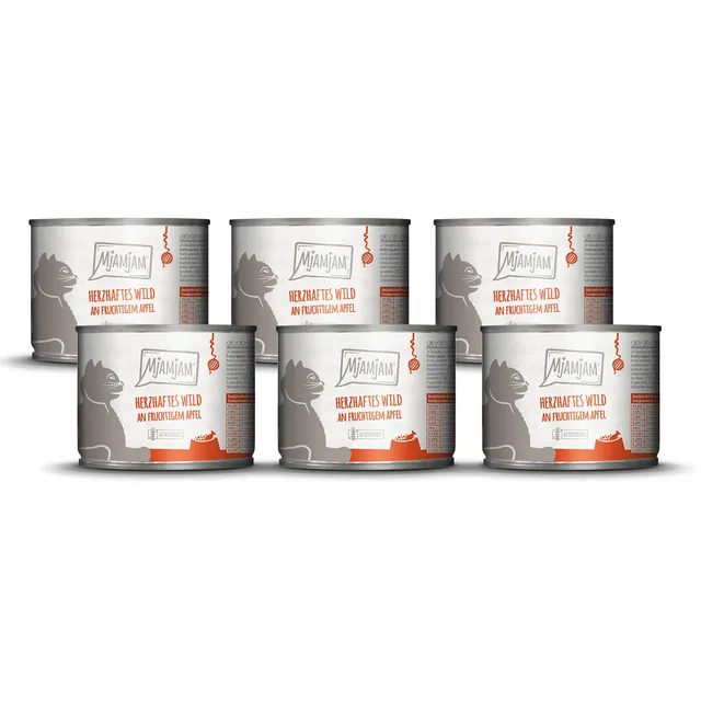 mjamjam-premium-nassfutter-f-r-katzen-wild-mit-apfel-6-x-200-g image 1