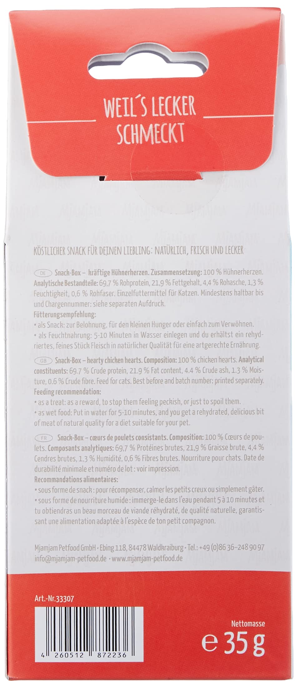 mjamjam-premium-snackbox-f-r-katzen-h-hnerherzen-gefriergetrocknet-35-g image 2