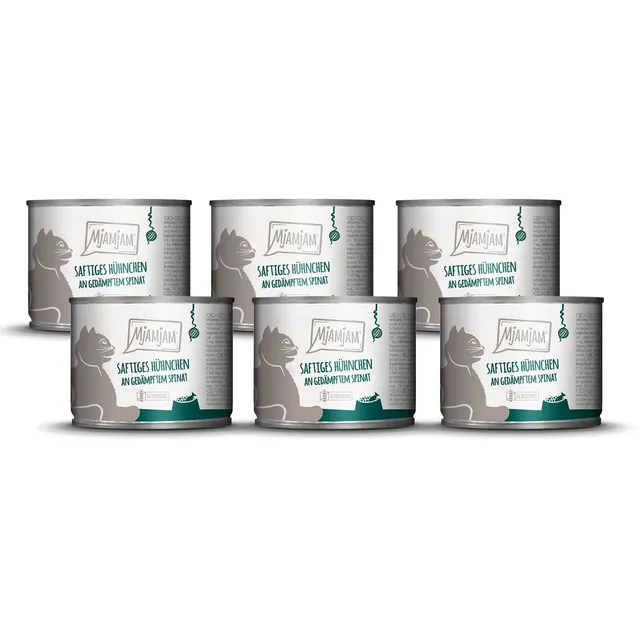 mjamjam-leckere-mahlzeiten-premium-nassfutter-f-r-katzen-h-hnchen-mit-spinat-6-x image 1