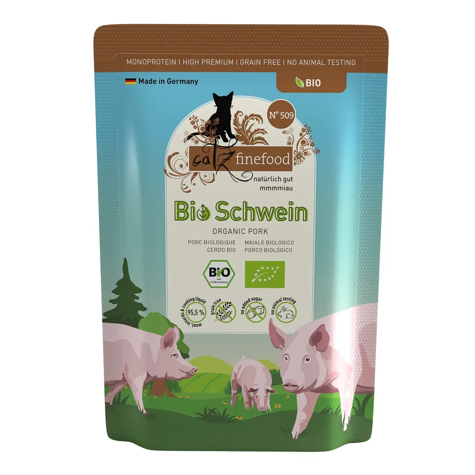 catz-finefood-bio-n-509-premium-nassfutter-f-r-katzen-schwein-12-x-85-g-getreide image 1