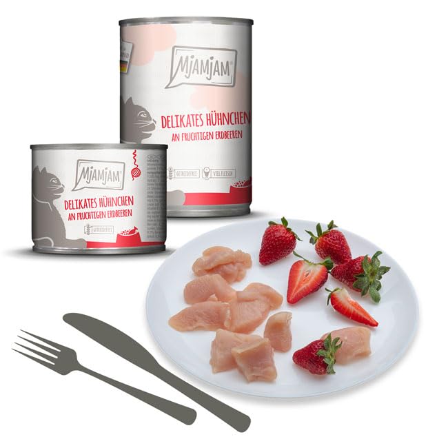 mjamjam-premium-nassfutter-f-r-katzen-h-hnchen-an-erdbeeren-6-x-100-g image 2