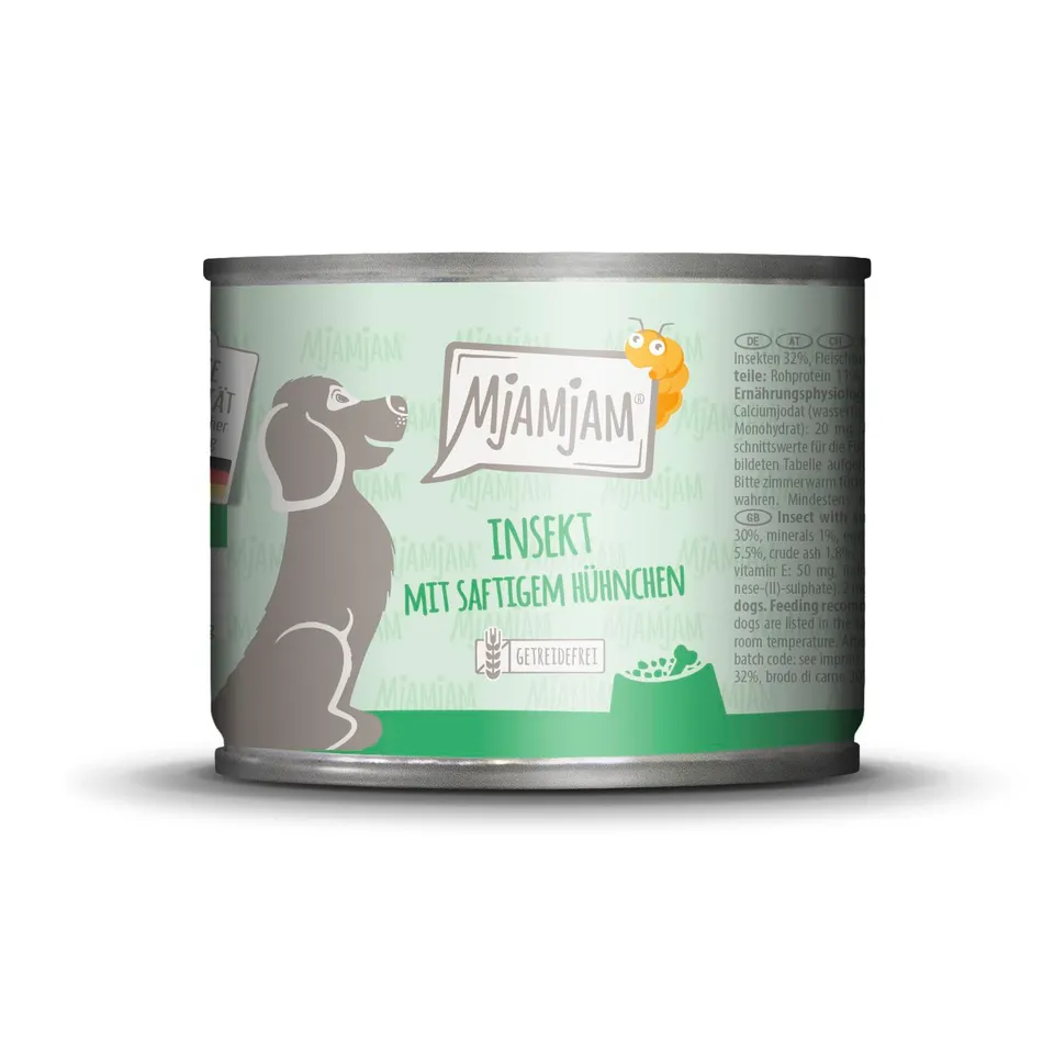 mjamjam-premium-nassfutter-f-r-hunde-insekt-mit-h-hnchen-200g-getreidefrei image 1