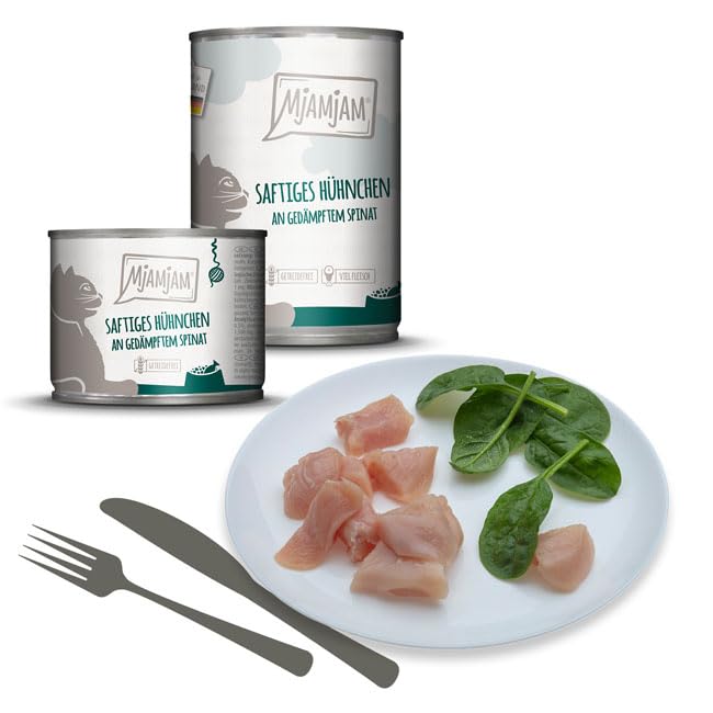 mjamjam-premium-nassfutter-f-r-katzen-saftiges-h-hnchen-an-ged-mpftem-spinat-6-x image 2