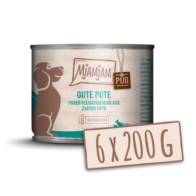 mjamjam-purer-fleischgenuss-hunde-nassfutter-pute-pur-6x200g image 1