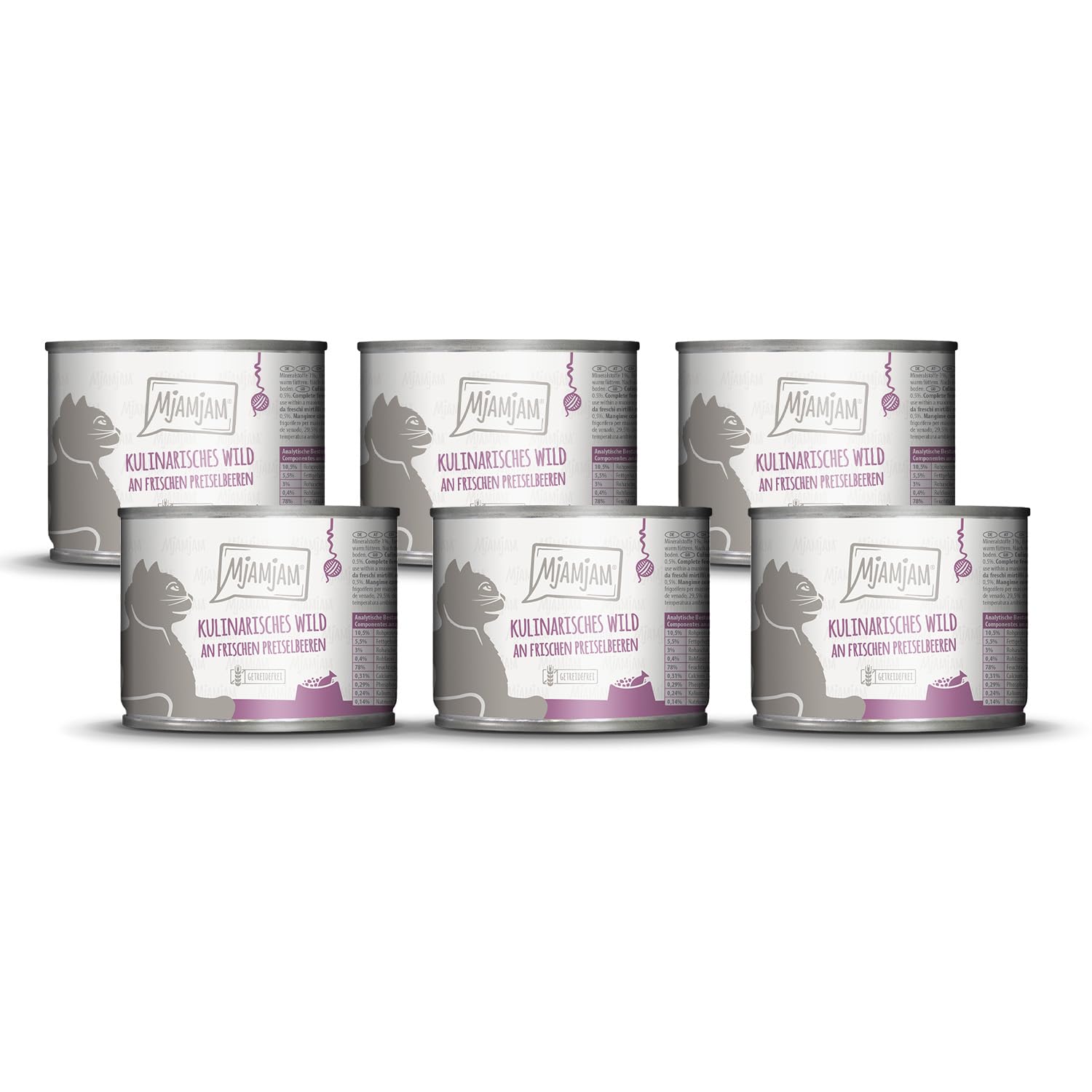 mjamjam-premium-nassfutter-katze-wild-an-preiselbeeren-6-x-200-g image 1
