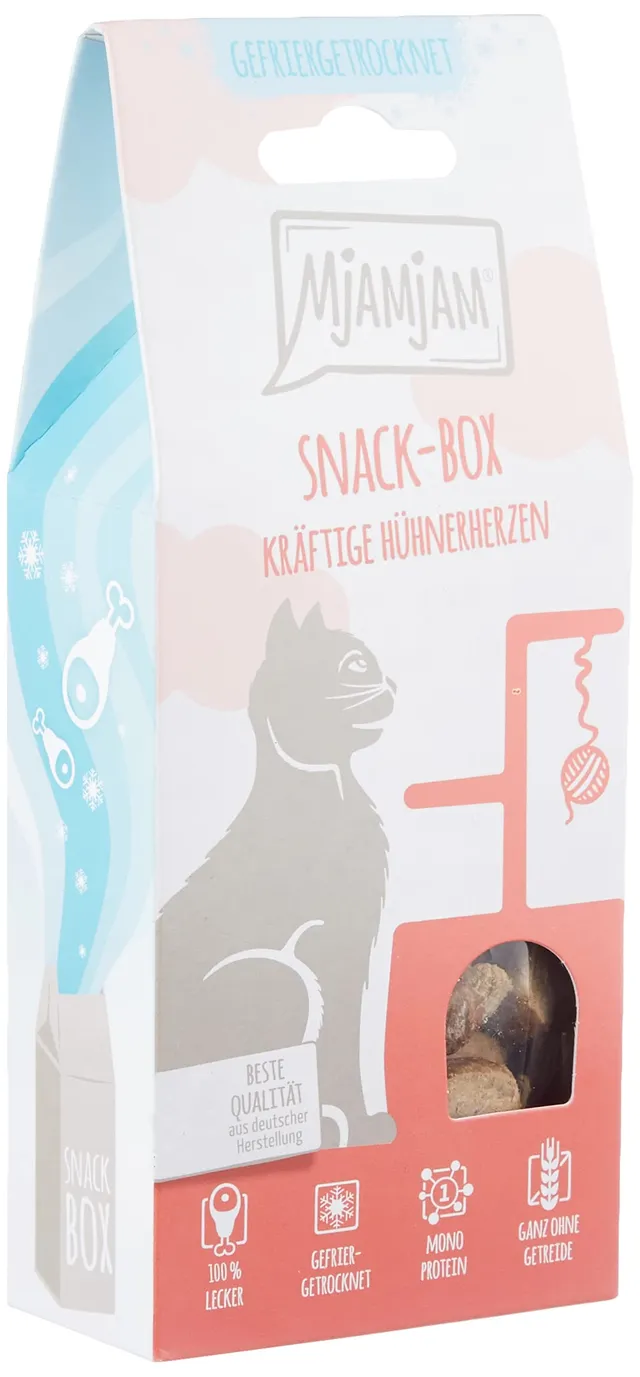 mjamjam-premium-snackbox-f-r-katzen-h-hnerherzen-gefriergetrocknet-35-g image 1