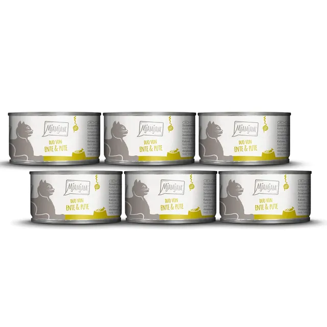 mjamjam-duo-premium-nassfutter-f-r-katzen-zarte-ente-gute-pute-an-ged-mpftem-k-r image 1