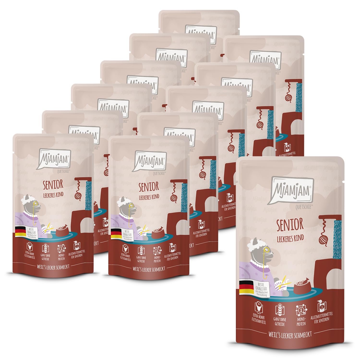 mjamjam-quetschie-senior-katzen-nassfutter-ente-kaninchen-12x125g image 7