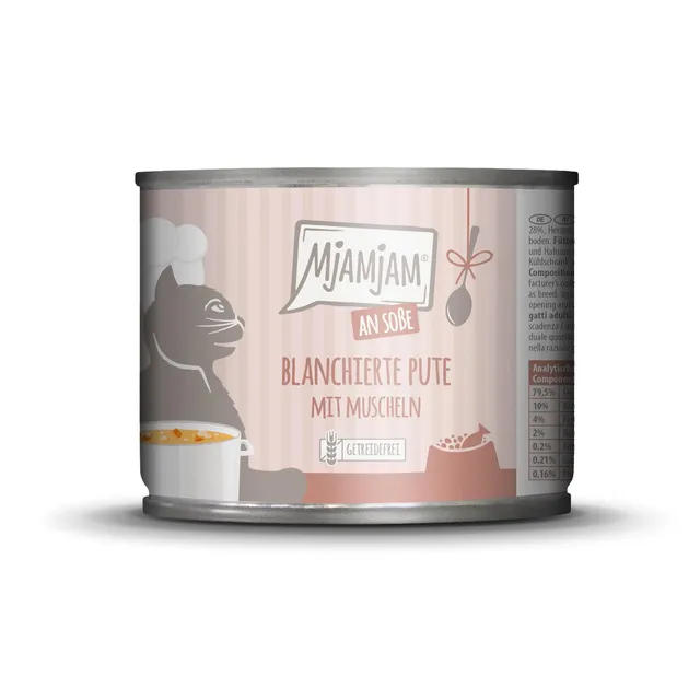 mjamjam-so-enschmaus-premium-nassfutter-f-r-katzen-blanchierte-pute-mit-muscheln image 1