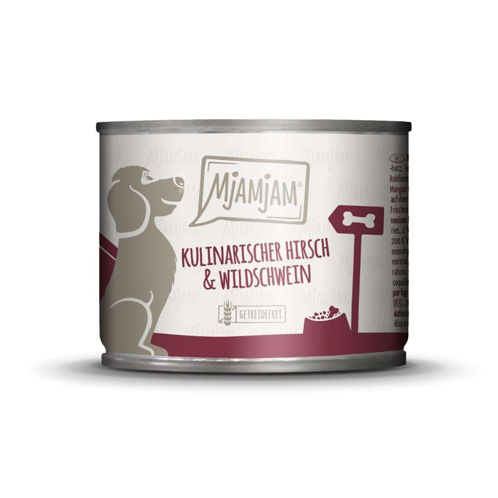 mjamjam-premium-nassfutter-hund-hirsch-wildschwein-6-x-200g image 1