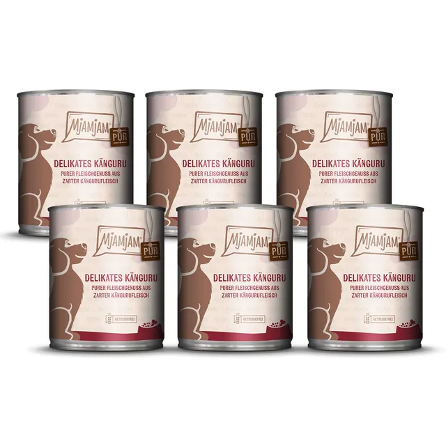 mjamjam-purer-fleischgenuss-premium-nassfutter-f-r-hunde-k-nguru-pur-6-x-800g image 1