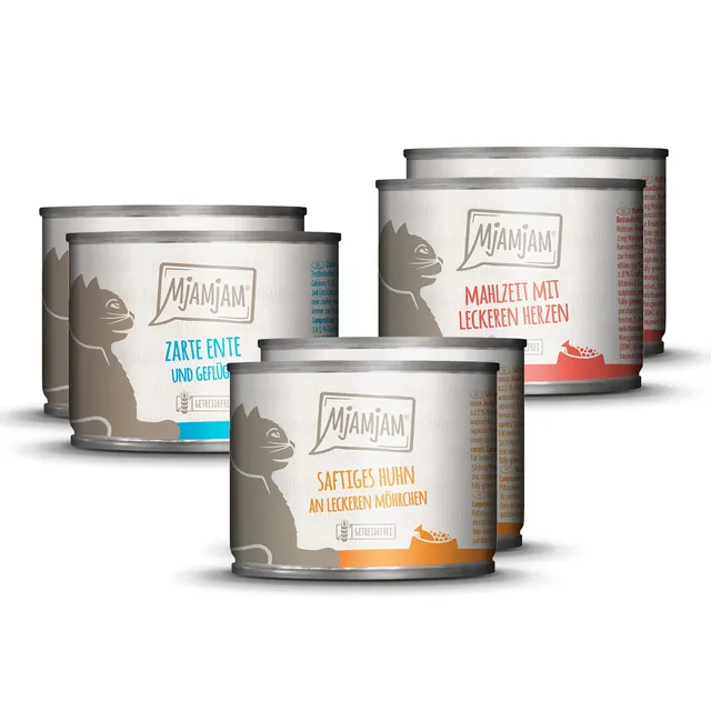 mjamjam-premium-katzennassfutter-probierpaket-6-x-200-g-getreidefrei image 1