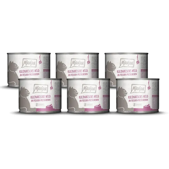 mjamjam-premium-nassfutter-katze-wild-an-preiselbeeren-6-x-200-g image 1