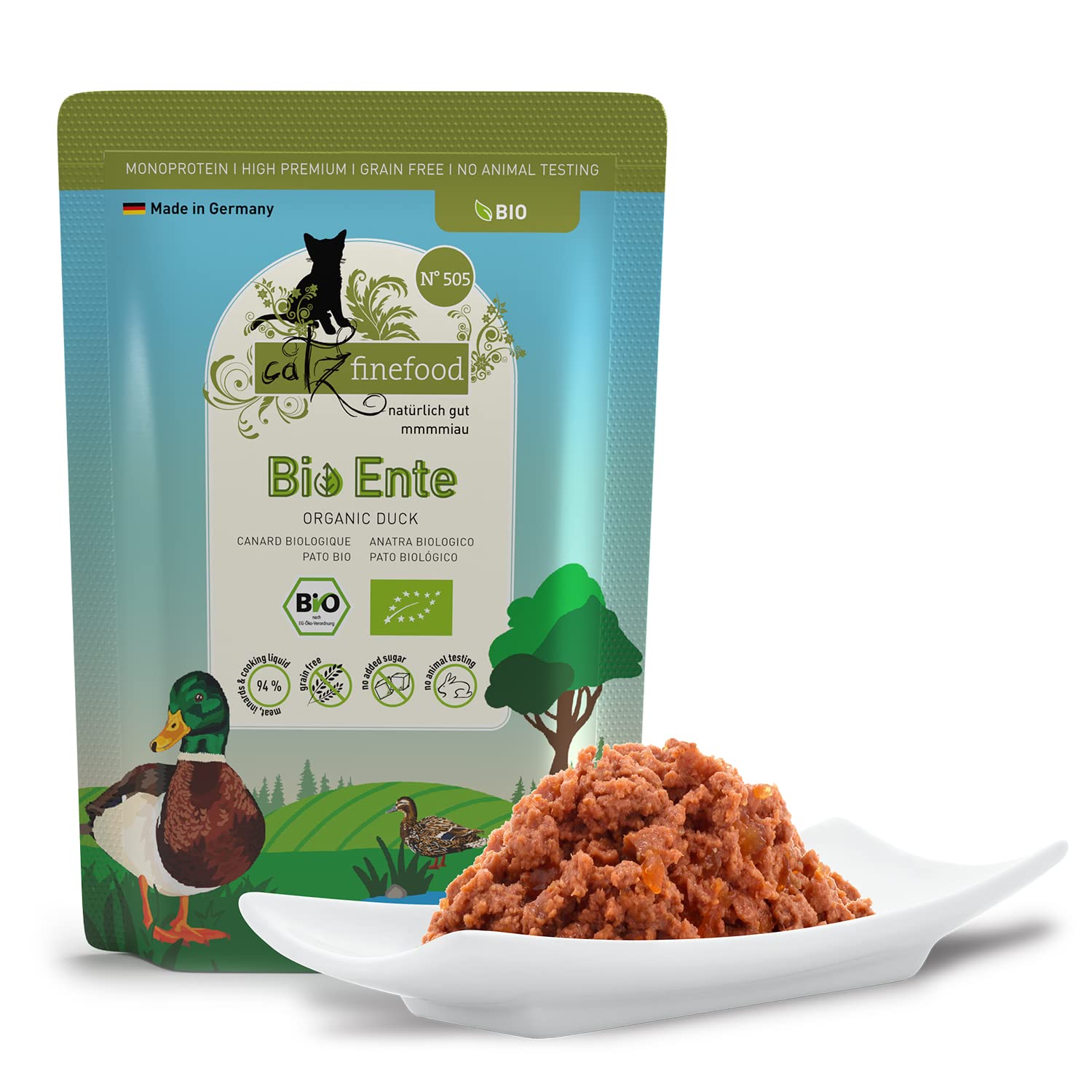 catz-finefood-bio-n-505-premium-nassfutter-f-r-katzen-ente-12-x-85-g-1-02-kg-get image 2