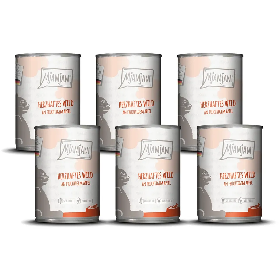 mjamjam-premium-nassfutter-f-r-katzen-wild-mit-apfel-6-x-400-g image 1