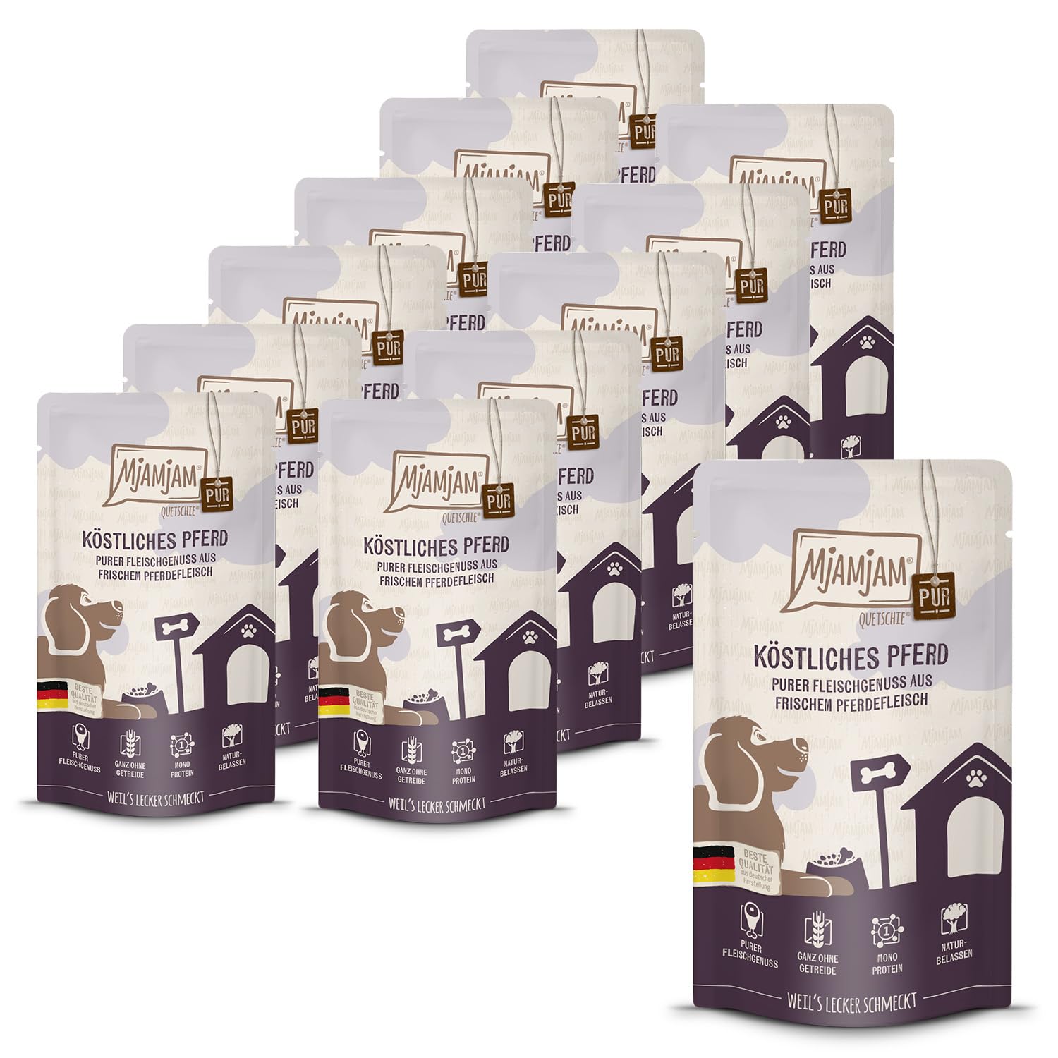 mjamjam-quetschie-pferd-pur-nassfutter-f-r-hunde-12-x-125-g image 1