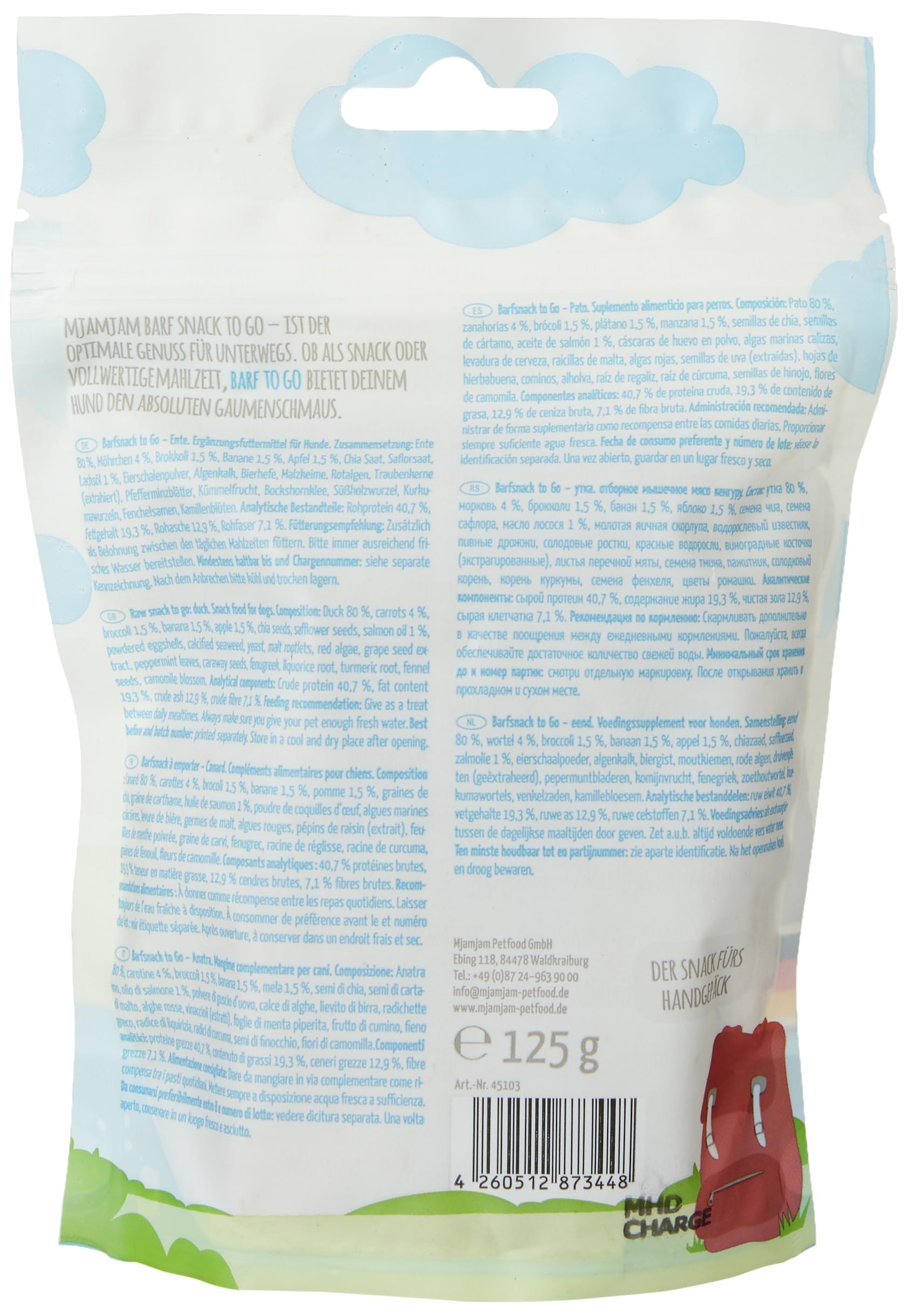 mjamjam-barfsnack-to-go-premium-hundesnack-ente-1-x-125-g-naturbelassen image 3